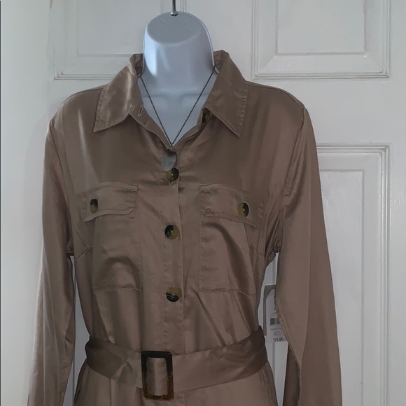 Time & Tru Tan Midi Length Utility Shirt Dress - Picture 5 of 6